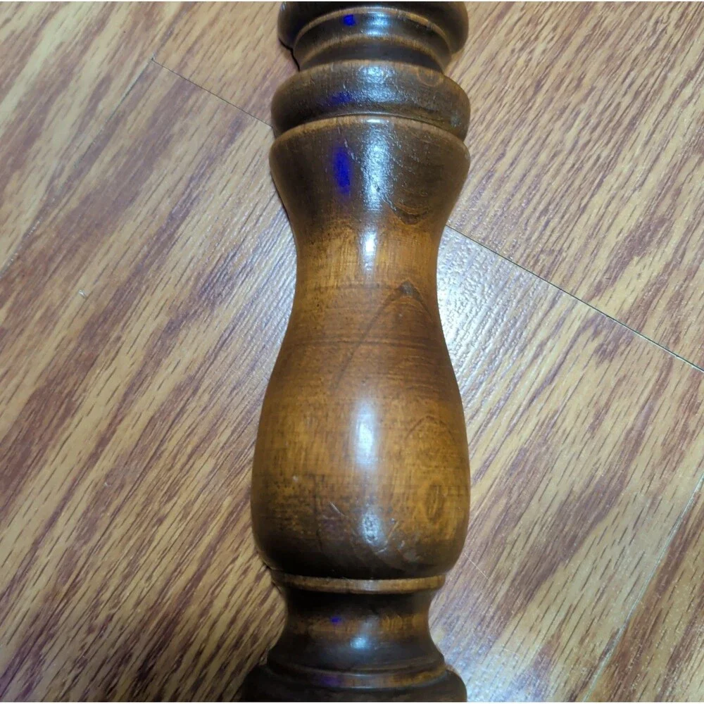 Vintage Brown Wood Black Metal Double Candle Wall Sconce Decor 17
